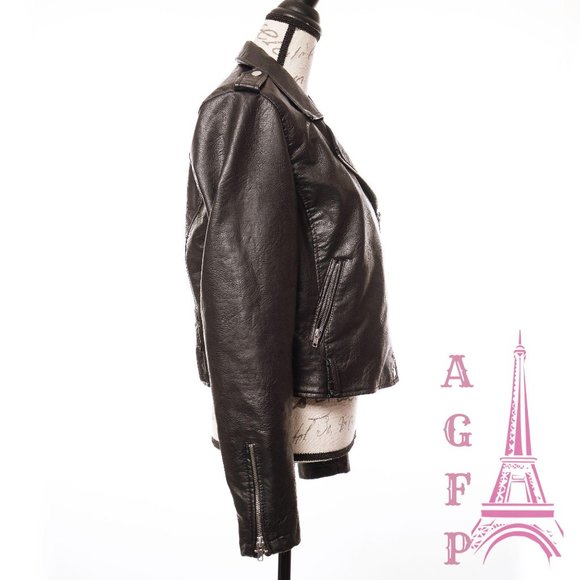 Wild Fable Womens vegan leather black moto jacket - Picture 8 of 14